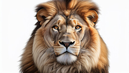 Fototapeta premium A close up of a lion on a white background. PNG transparent.