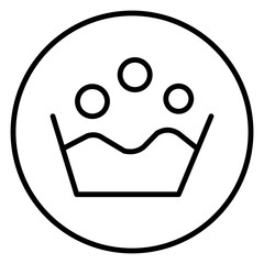  Minimalistic line art icon representing a washable. Simple, modern design with a clean aesthetic, perfect for indicating care instructions in product packaging or branding.