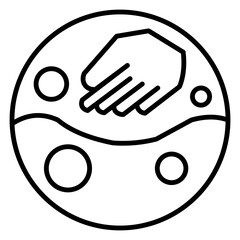  Minimalistic line art icon representing a washable. Simple, modern design with a clean aesthetic, perfect for indicating care instructions in product packaging or branding.