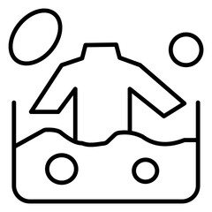  Minimalistic line art icon representing a washable. Simple, modern design with a clean aesthetic, perfect for indicating care instructions in product packaging or branding.
