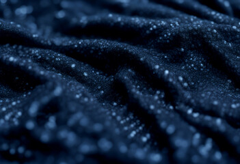 structure future concept materials clothing closeup detail dark textile blue fabric