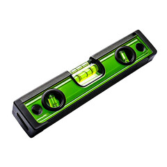 Fototapeta premium Bright Green and Black Spirit Level Tool, Horizontally Positioned with Subtle Shadows, Isolated on White Background
