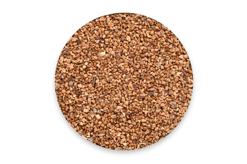 Ceylon organic ground Nutmeg on white background. ground Nutmeg.