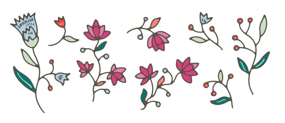 Minimalist Floral Pattern Elements vector
