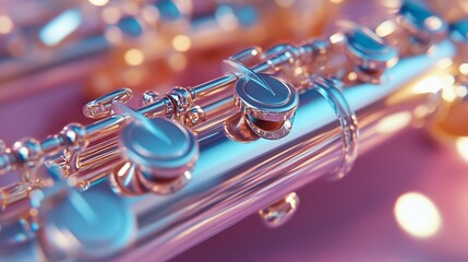 Close-up of Silver Flute Keys