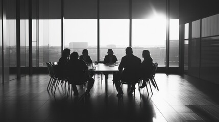 Silhouettes of Business People in a Meeting Room