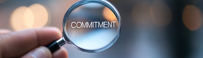 Focus on commitment with a magnifying glass.