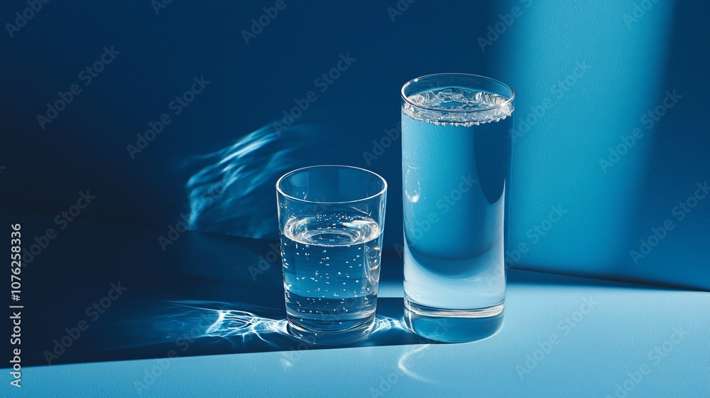 Aufkleber Explore the visual contrast of maximum and minimum with two glasses of water illustrating different levels