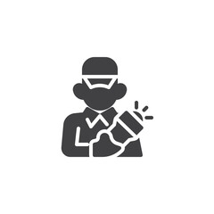 Security guard with flashlight vector icon