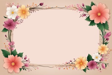 pastel color flower frame, floral design, flower border
