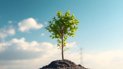 A young tree seedling reaching for the sky, symbolizing growth and hope