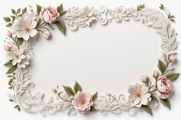 white flower frame, floral design, flower border