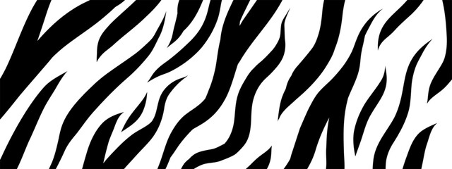 Zebra skin, black stripes pattern on white background. Animal texture print. Monochrome black and white background in retro 80s, 90s style for print, poster, backdrop, banner.