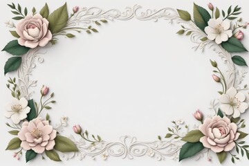 white flower frame, floral design, flower border