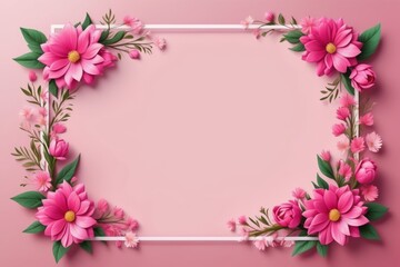Pink flower frame, floral design, flower border