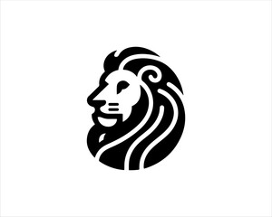 Lion head logo icon vector. Silhouette simple. Flat style lion. Lion face logo design template. Vector illustration Animal Logotype concept. 