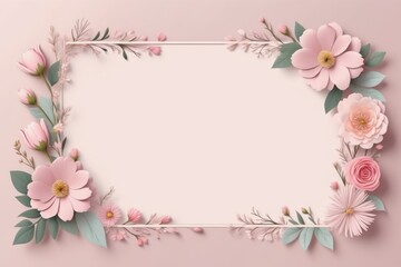 Floral frame with flowers, pink design