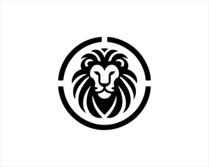 Lion head logo icon vector. Silhouette simple. Flat style lion. Lion face logo design template. Vector illustration Animal Logotype concept. 