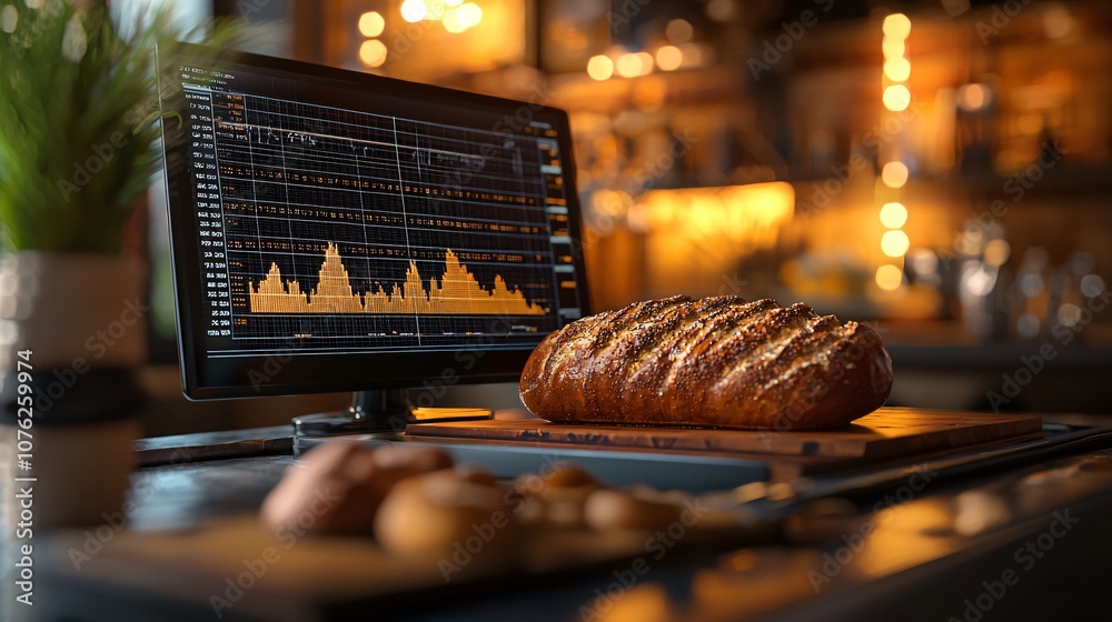 Poster explore the intersection of gourmet artistry and financial insights through an intricate stock divid