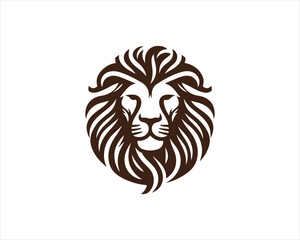Lion head logo icon vector. Silhouette simple. Flat style lion. Lion face logo design template. Vector illustration Animal Logotype concept. 