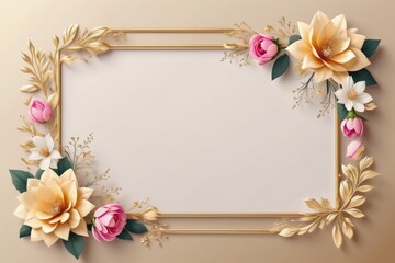 Floral frame with flowers, red pink design
