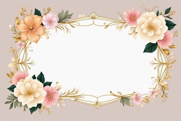 Fototapeta premium Floral frame with flowers, pastel color design