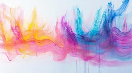 Obraz premium Colorful streaks of light, like brushstrokes, against a plain white backdrop.