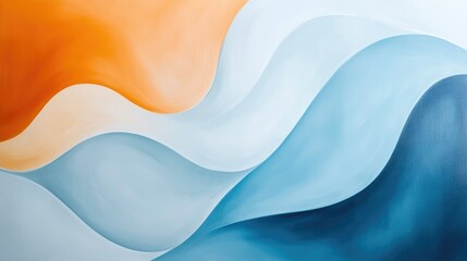 A serene gradient of light blue to orange with abstract flowing shapes, smooth and harmonious
