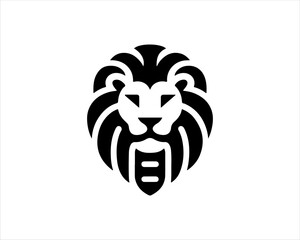 Lion head logo icon vector. Silhouette simple. Flat style lion. Lion face logo design template. Vector illustration Animal Logotype concept. 