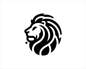 Lion head logo icon vector. Silhouette simple. Flat style lion. Lion face logo design template. Vector illustration Animal Logotype concept. 