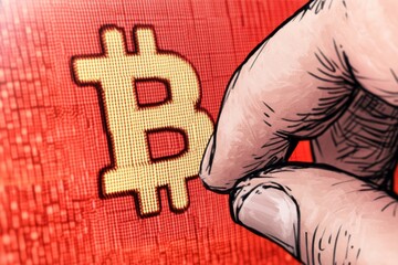 Conceptual illustration of a hand pressing a Buy button on a digital trading platform with glowing charts and Bitcoin Ethereum symbols in the background.