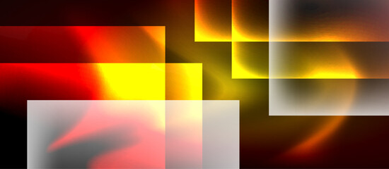 Fototapeta premium Glass squares with neon shiny light abstract background