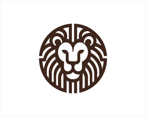 Lion head logo icon vector. Silhouette simple. Flat style lion. Lion face logo design template. Vector illustration Animal Logotype concept. 