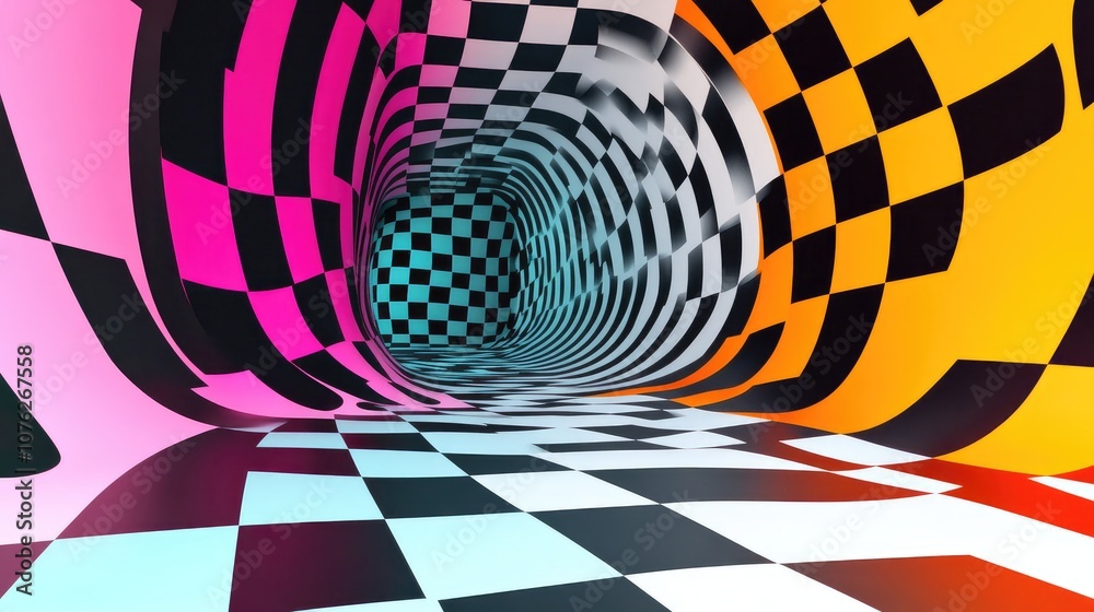 Poster 3d wallpaper with cubes in a checkered pattern, alternating colors to create a dynamic, interactive 