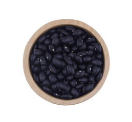 Black beans isolated on white background. Close-up top view (Urad beans, Black beans, Mung beans). Dried vegetable seeds.