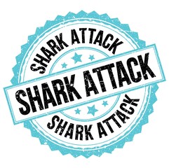 Obraz premium SHARK ATTACK text on blue-black round stamp sign