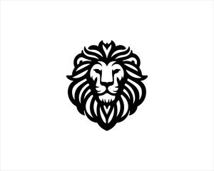 Lion head logo icon vector. Silhouette simple. Flat style lion. Lion face logo design template. Vector illustration Animal Logotype concept. 