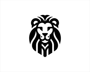 Lion head logo icon vector. Silhouette simple. Flat style lion. Lion face logo design template. Vector illustration Animal Logotype concept. 