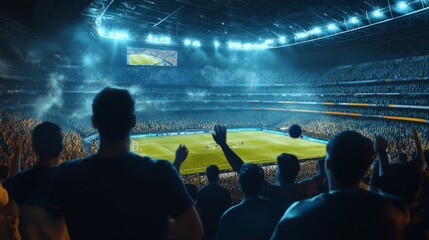 A football match in a stadium filled with AI-generated fans, creating a dynamic and immersive experience
