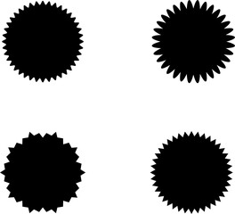 Starburst badges. Price sticker. Design elements for promo, adds and offers. Sunburst icon.