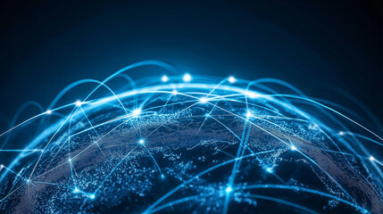 Global Network: A mesmerizing depiction of a glowing, interconnected world, symbolizing the power and reach of global communication and interconnectedness. The image evokes a sense of unity, progress.