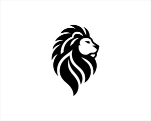 Lion head logo icon vector. Silhouette simple. Flat style lion. Lion face logo design template. Vector illustration Animal Logotype concept. 