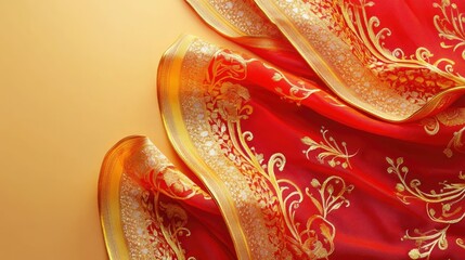 Elegant Red Fabric with Gold Pattern