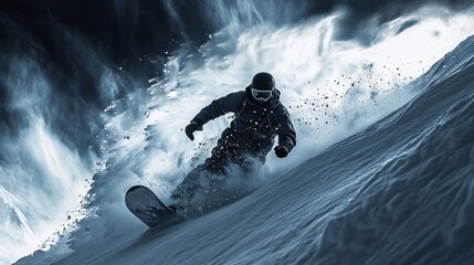 Snowboarder in a powder day
