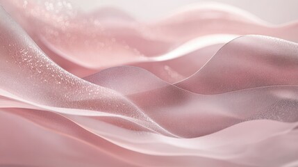 Fototapeta premium Ethereal Flow of Delicate Pink Fabric with Soft Texture and Gentle Waves, Creating a Dreamy and Serene Background for Various Design Applications