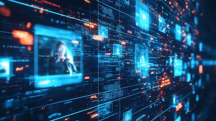 Digital Smart Mirror Glowing with Real time Video Chats and Notifications Symbolizing Integrated Communication Technology