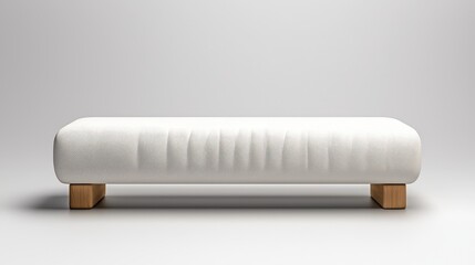 Modern White Upholstered Bench with Wooden Legs