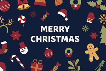 Obraz premium Merry Christmas and Happy New Year design for banner, card, cover, poster, advertising, wallpaper.