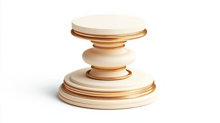 3D round rendering icon of a podium, in center, in white background,