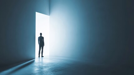 A figure standing alone in a dark room, symbolizing feelings of isolation and sadness.